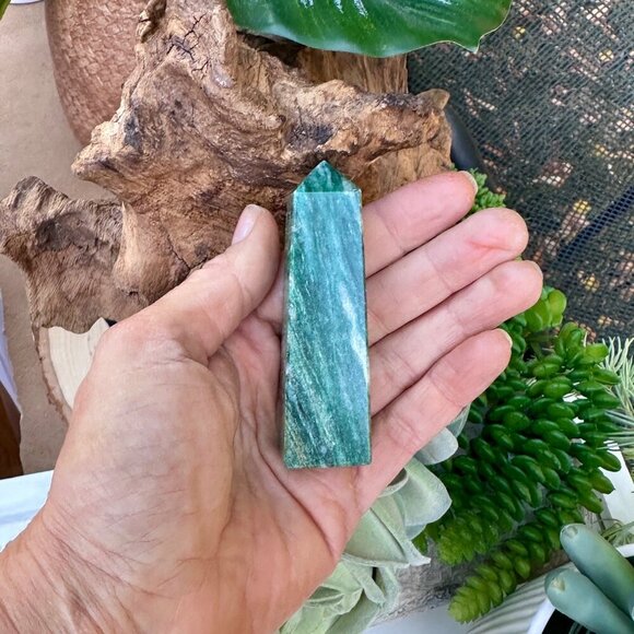 Nephrite Jade Small Obelisks Green Luck Crystal Point Tower Polished Gemstone - Picture 3 of 16